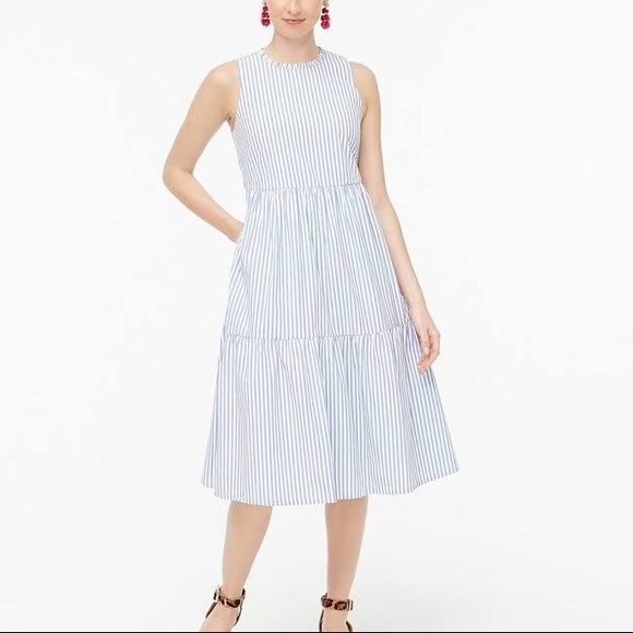 J. Crew Factory Dresses & Skirts - JCREW FACTORY | Striped Tiered Midi Dress with Pockets ☀️